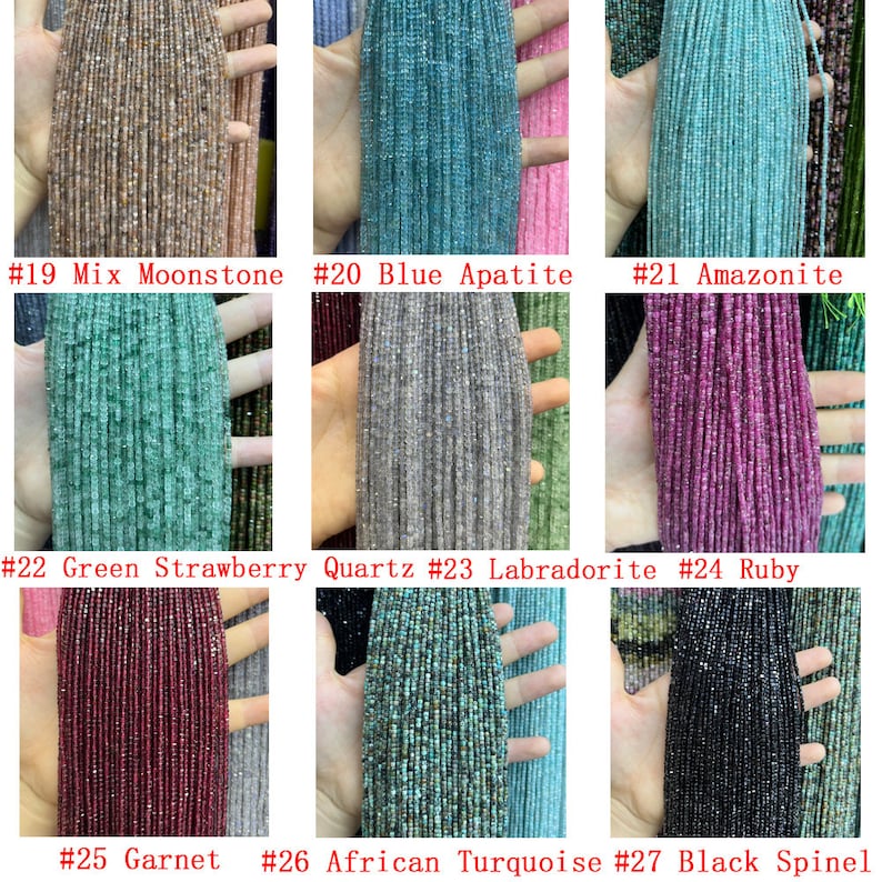 2.5mm Faceted Cube Beads Natural Gemstone Beads for Diy Jewelry Making Aquamarine/Amazonite/Garnet Beads Tiny Square Cube Beads