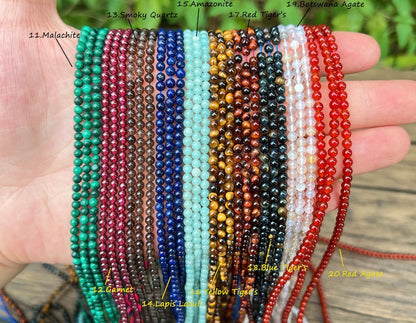 Natural Gemstone Round Beads,2mm/3mm/4mm Smooth Round Beads-Free Shipping