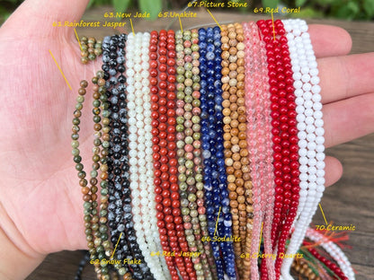 Natural Gemstone Round Beads,2mm/3mm/4mm Smooth Round Beads-Free Shipping