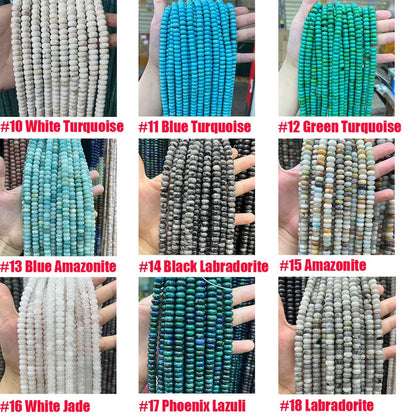 Natural Crystal Agate Stone Rondelle Beads 4*6mm 5*8mm 6*10mm Gemstone Bead Highly Polished Rondelle Shape Loose Bead for DIY Jewelry Making