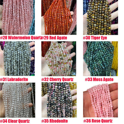 6mm Faceted Coin Round Beads Natural Gemstone Beads for Diy Jewelry Making Aquamarine/Amazonite/Agate/Crystal Coin Cut Beads 15"