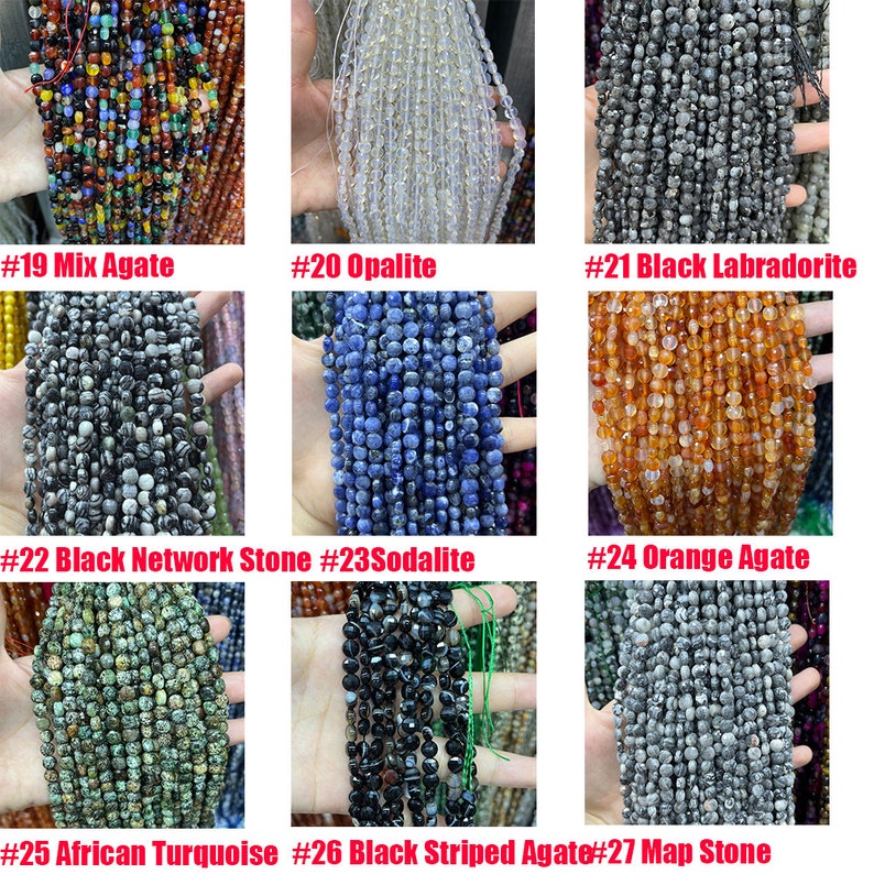 6mm Faceted Coin Round Beads Natural Gemstone Beads for Diy Jewelry Making Aquamarine/Amazonite/Agate/Crystal Coin Cut Beads 15"
