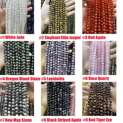 Natural Star 64 Cutting Faceted Beads Healing Energy Gemstone Loose Beads for DIY Jewelry Making Bracelet Necklace 6mm 8mm 10mm Nugget Beads