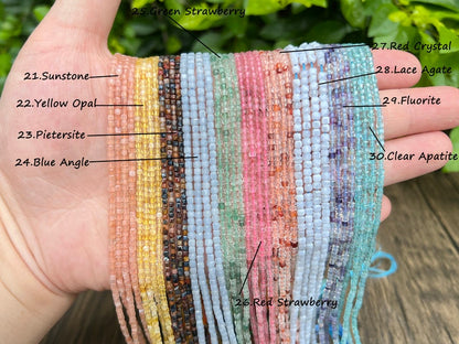 Natural Faceted Crystals Beads,2.5x2.5mm Square Gemstone Faceted Beads-Free Shipping