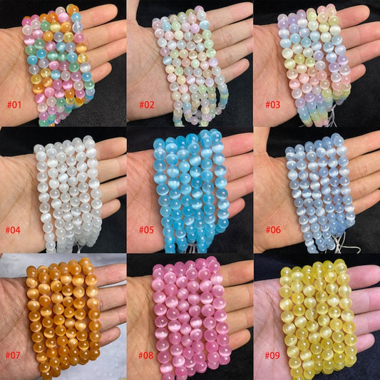 Rainbow Selenite Beads: (6mm 8mm 10mm)-Free Shiping