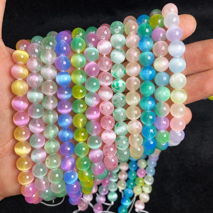 Rainbow Selenite Beads: (6mm 8mm 10mm)-Free Shiping
