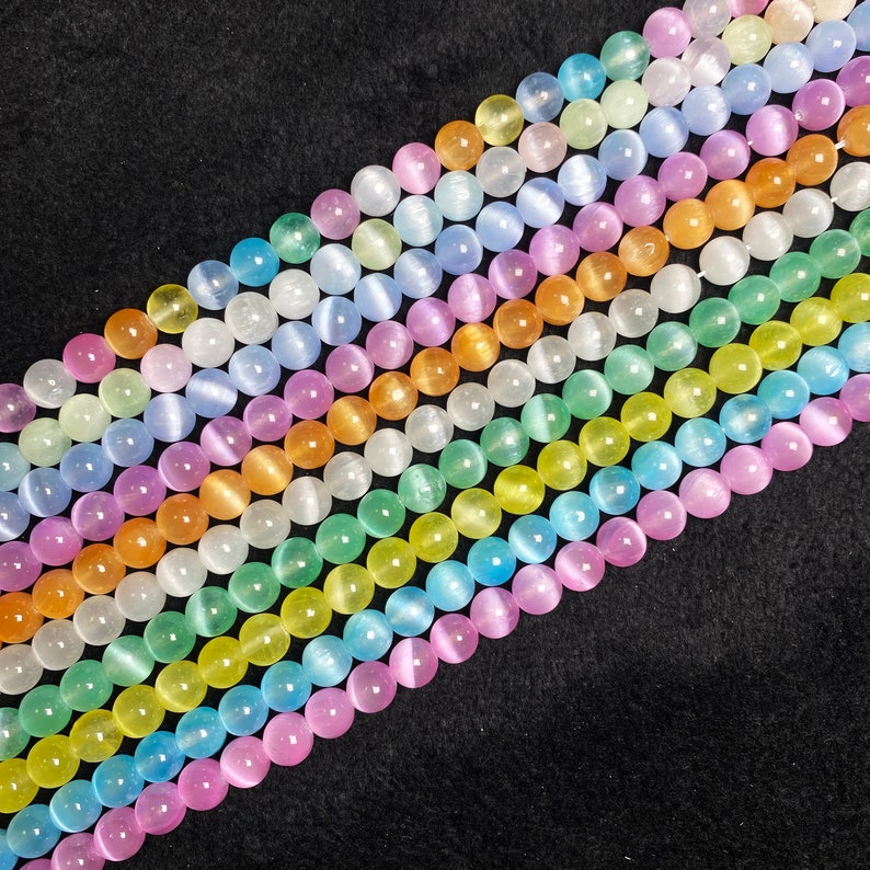 Rainbow Selenite Beads: (6mm 8mm 10mm)-Free Shiping