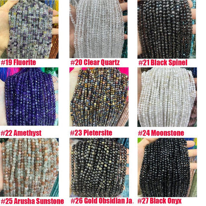 4-5MM Faceted Cube Square Stone Beads Energy Gemstone Cube Loose Beads for Bracelet Necklace DIY Jewelry Making Design 15-inch Full Strand