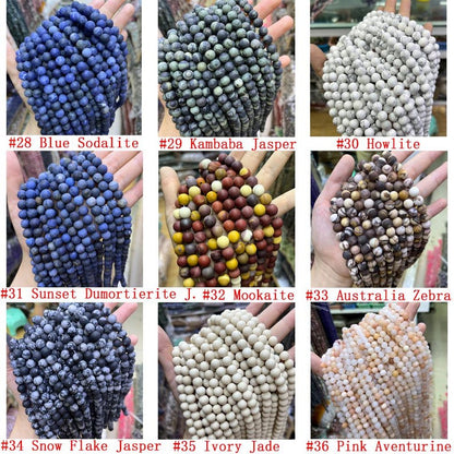 Matted Gemstone Round Beads Healing Energy Loose Beads For Bracelet Necklace DIY Jewelry Making Design 4mm 6mm 8mm 10mm 12mm Genuine Stone