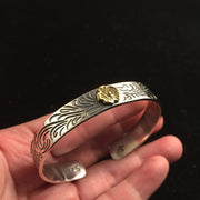 Japan Takahashi Goro Flower Retro Silver Bangle Bracelet Diameter 48x65mm Width 12mm Hip Hop Style Sterling 925 Silver Fashion Bangle
