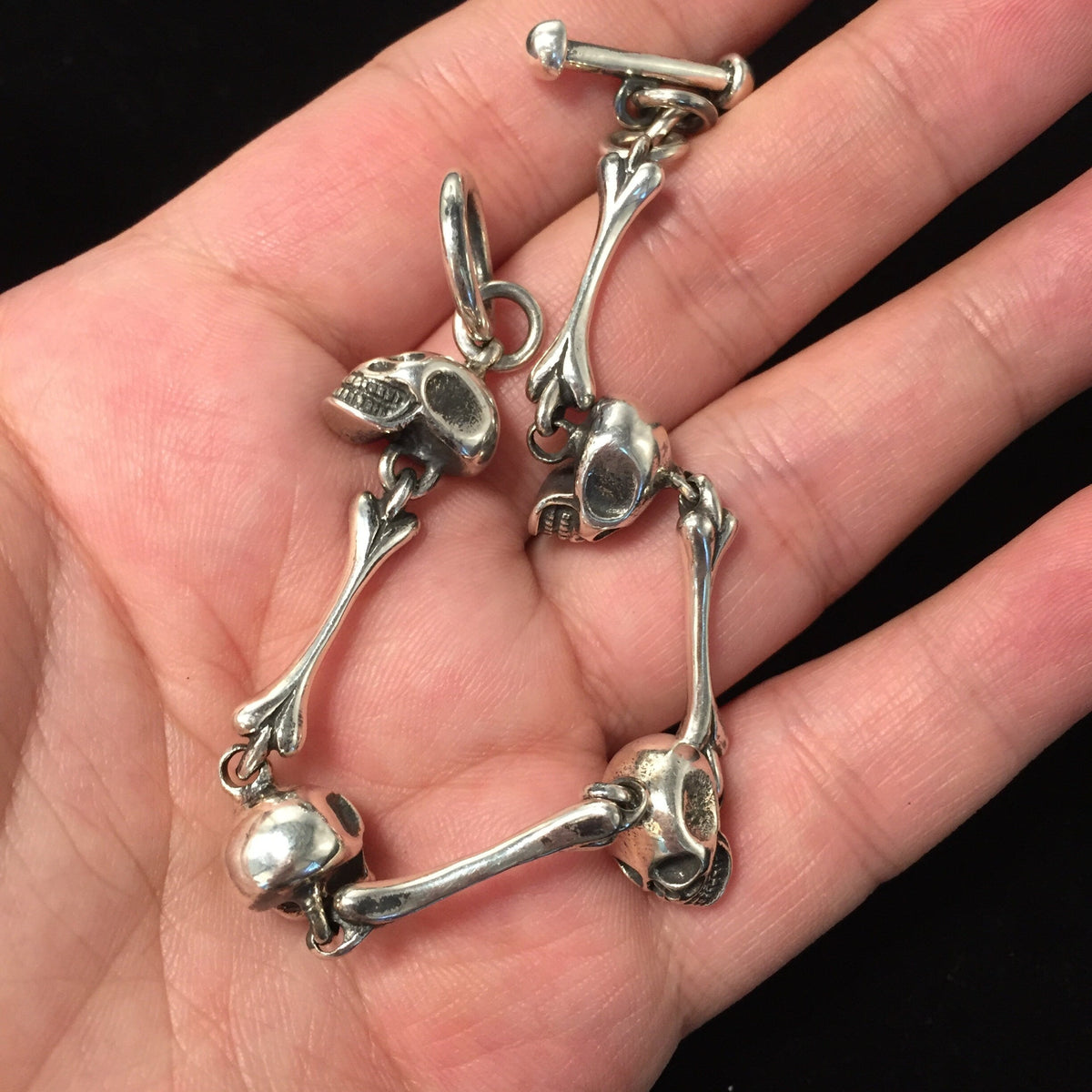Retro Silver Skull Bracelet Hip-hop style Bracelet Man Women Boy Girl Bracelet 925 Sterling Silver Fashion Bracelet Jewelry Gift