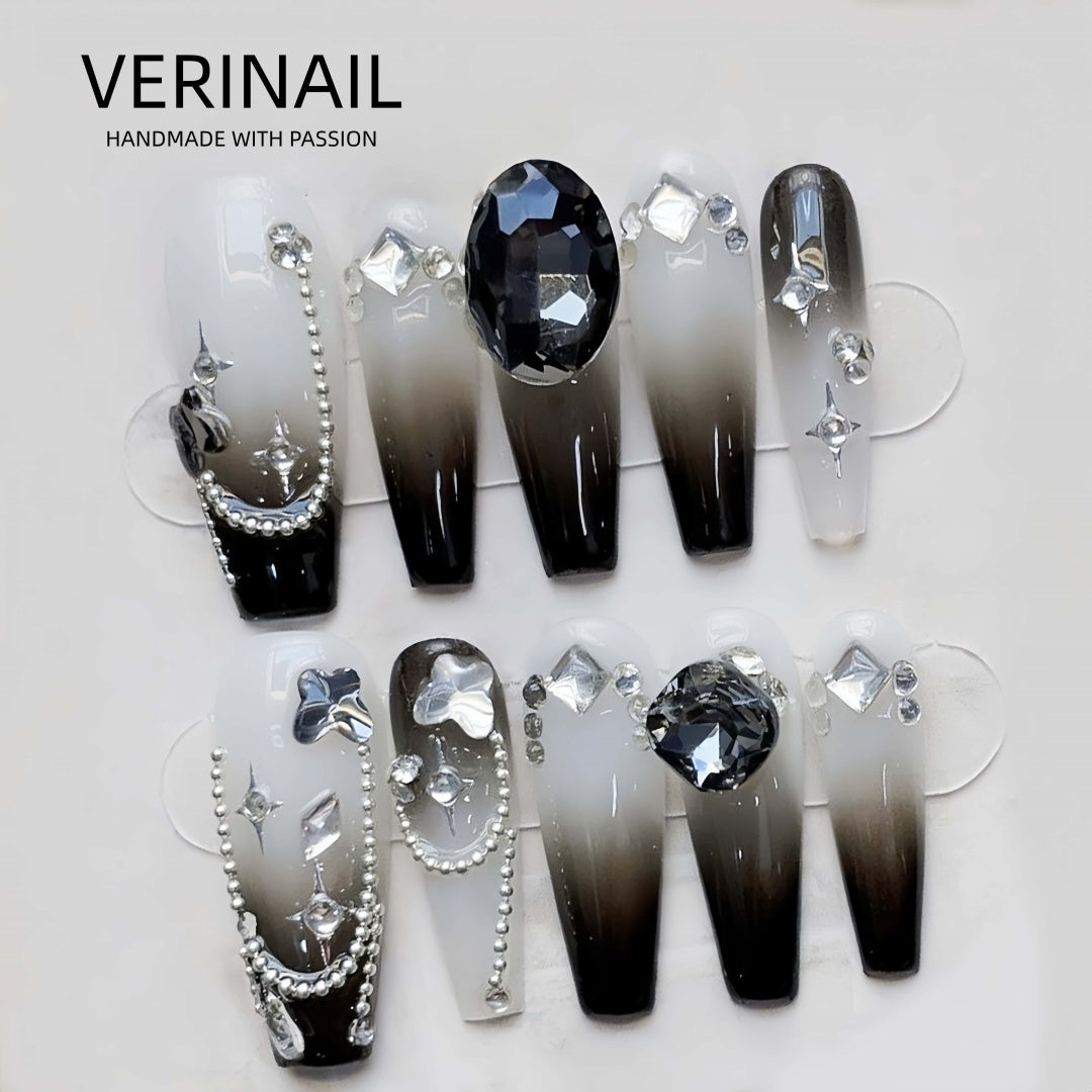#1-11 Handmade Pressed On Nails Gothic nails/Smudged nails/Custom nails