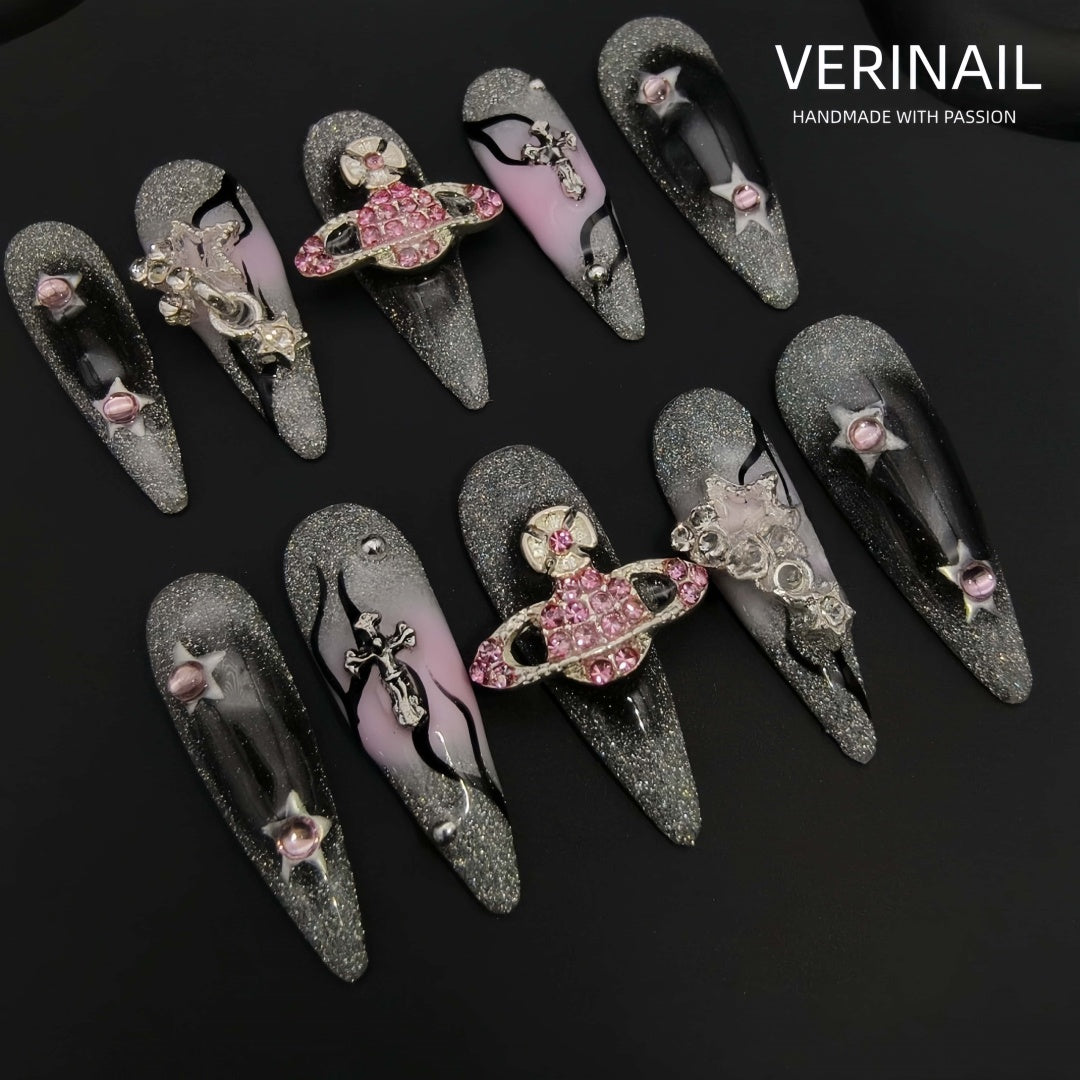 #1-11 Handmade Pressed On Nails Gothic nails/Smudged nails/Custom nails