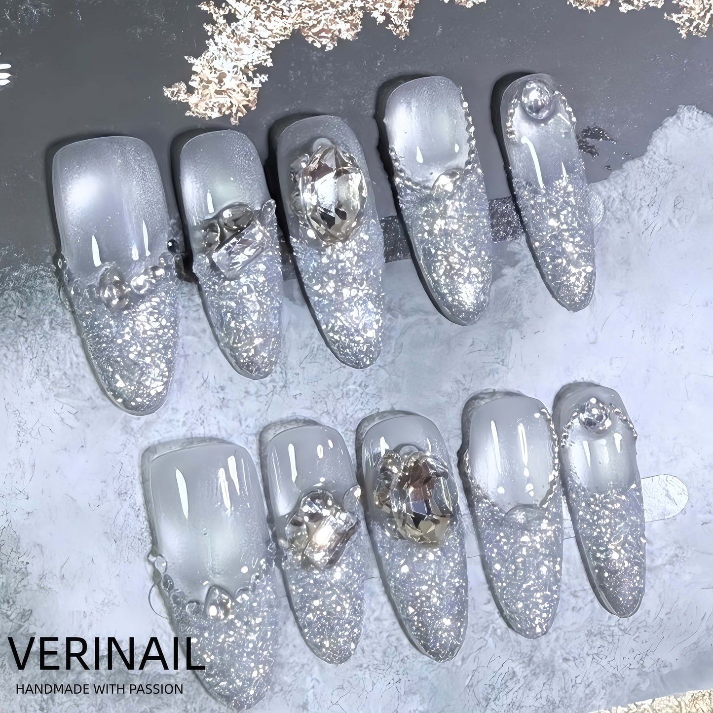 Press On Nails Color Silver SL02