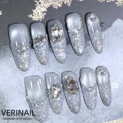 Press On Nails Color Silver SL02
