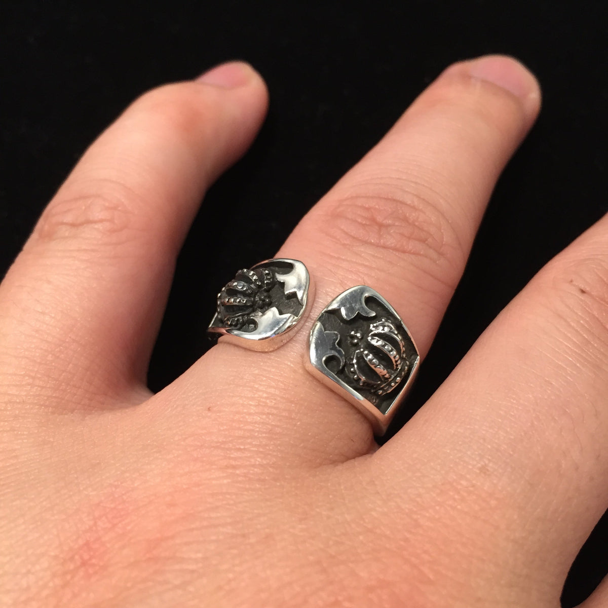 Retro 925 Silver Crown Open Ring