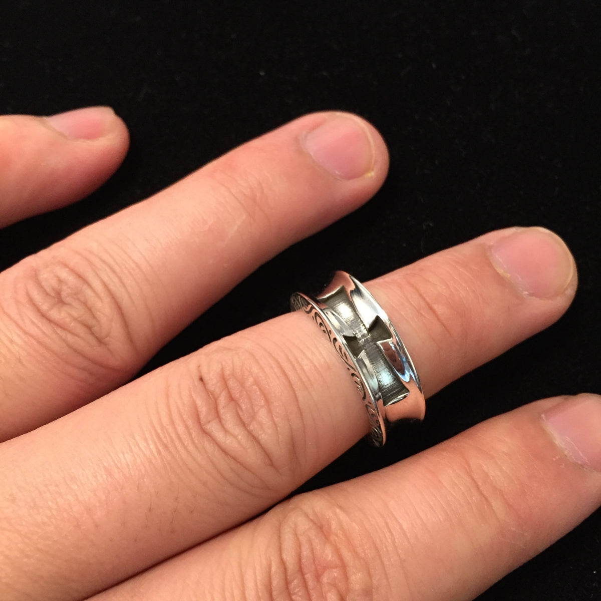 Small Cross 925 Sterling Silver Retro Ring